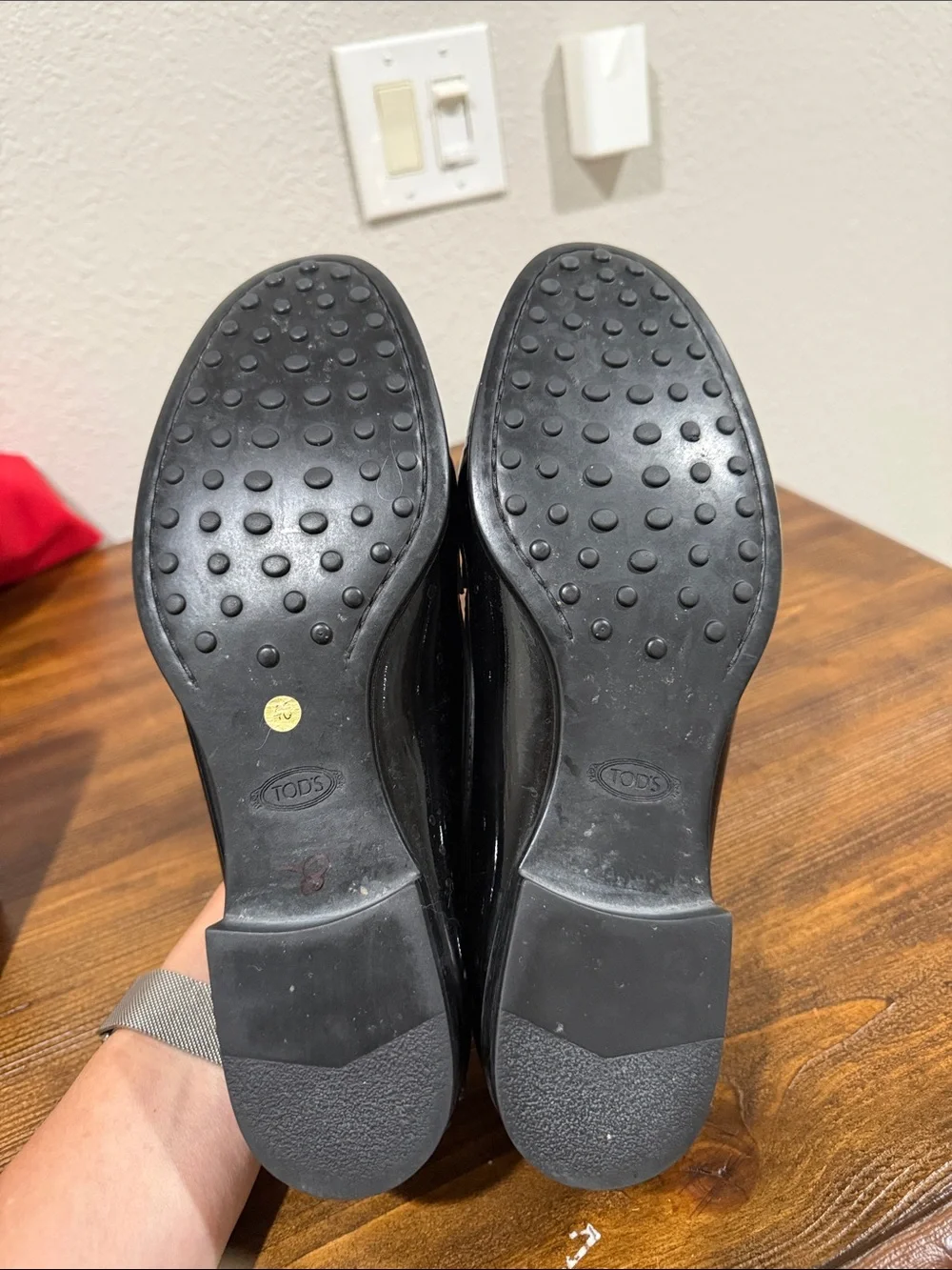 TOD’S  black patent leather driving shoe loafer moccasin Size 10